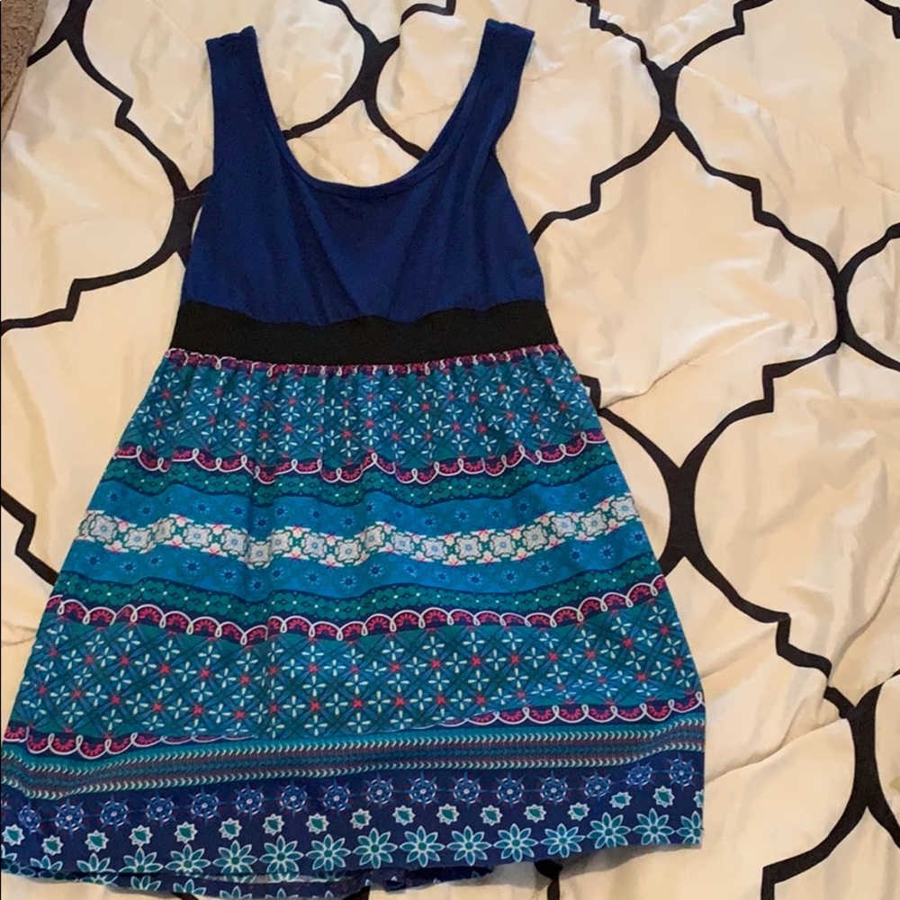 Blue Patterned Mini Dress